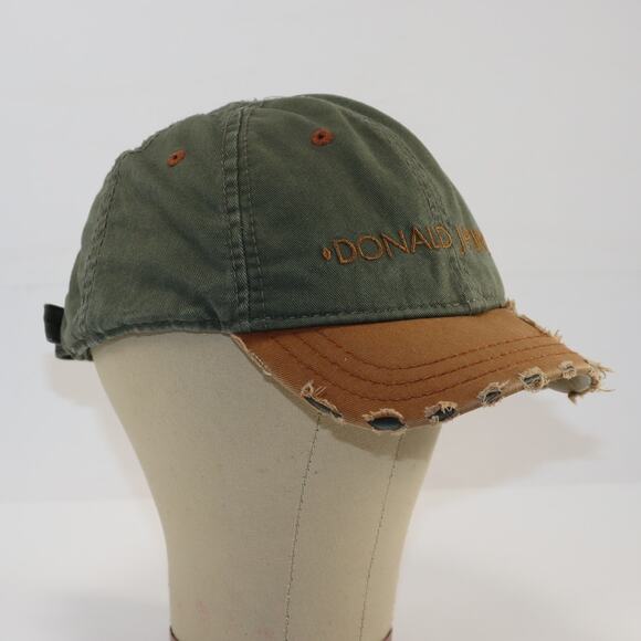 Donald J Pliner Distressed Olive & Tan Baseball Cap Adjustable Adult - Picture 3 of 5